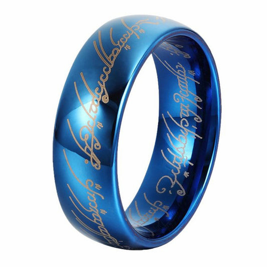 Tungsten Gold Ring 8mm Blue Magic Ring All-match Tungsten Steel Men's Ring
