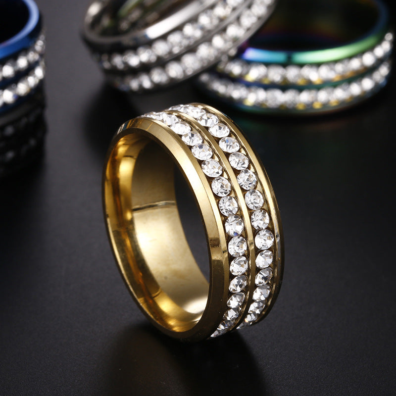 Jewelry Fashion Geometric 201 Stainless Steel Artificial Gemstones Gold Plated