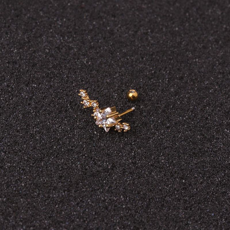 Ear Cartilage Rings & Studs Fashion Geometric 316L Stainless Steel Copper Inlaid Zircon