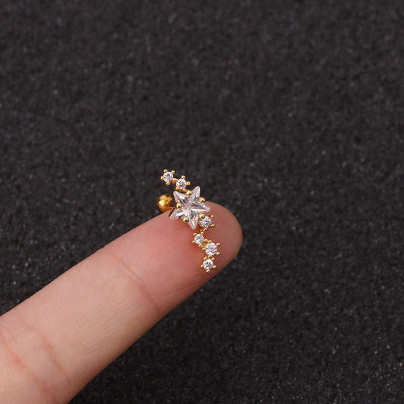 Ear Cartilage Rings & Studs Fashion Geometric 316L Stainless Steel Copper Inlaid Zircon