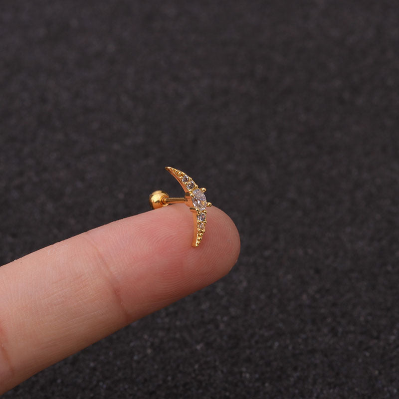 Ear Cartilage Rings & Studs Fashion Geometric 316L Stainless Steel Copper Inlaid Zircon