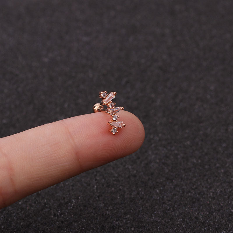 Ear Cartilage Rings & Studs Fashion Geometric 316L Stainless Steel Copper Inlaid Zircon
