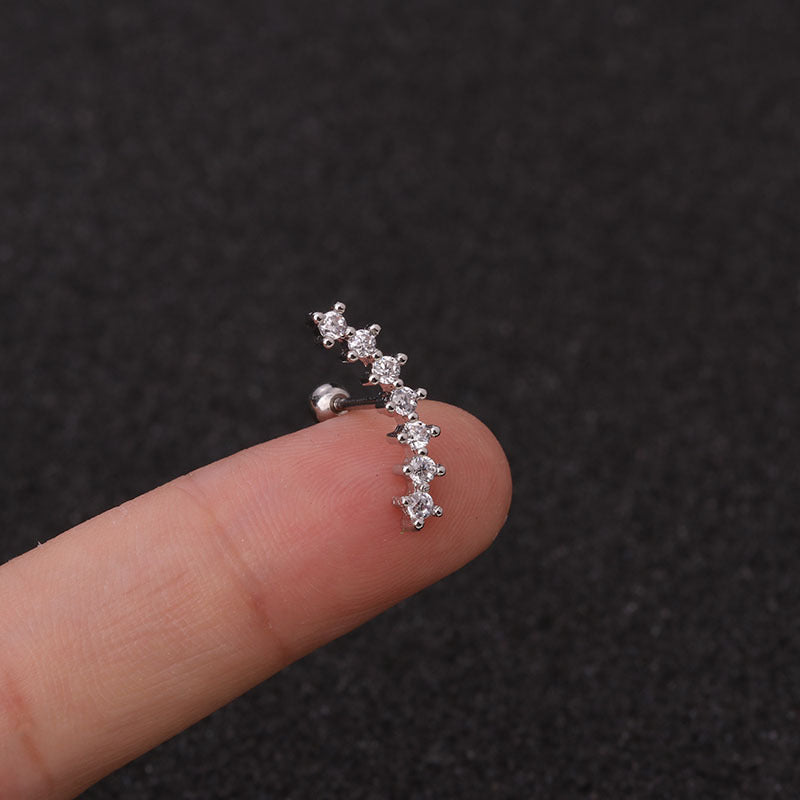 Ear Cartilage Rings & Studs Fashion Geometric 316L Stainless Steel Copper Inlaid Zircon