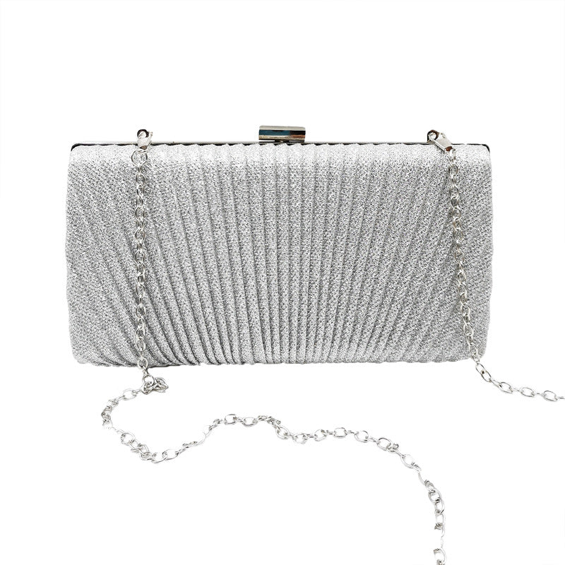 black gold silver pu leather solid color square folds clutch evening bag
