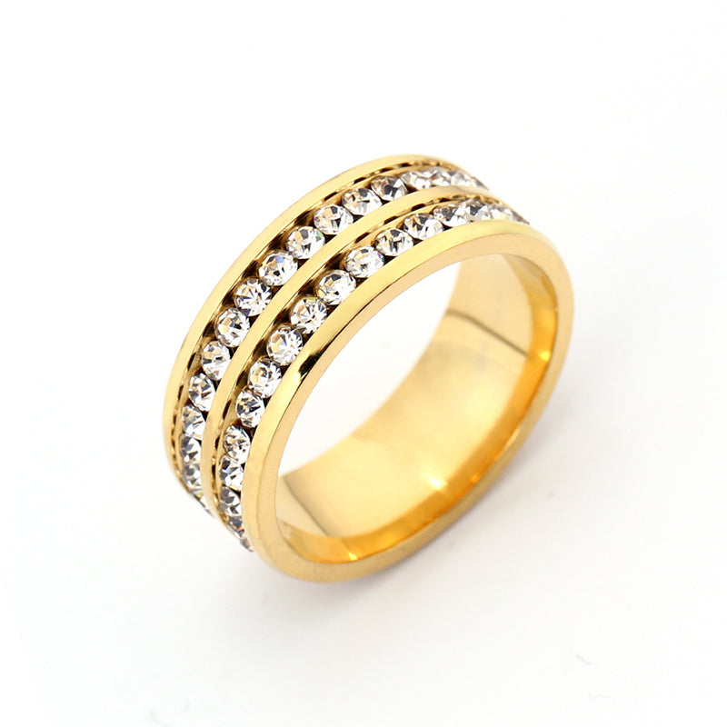 fashion titanium steel rhinestone hypoallergenic ring jewelry