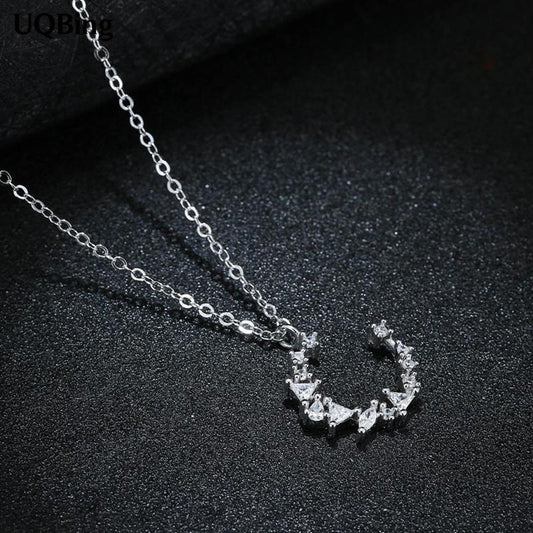 Drill Irregular Crescent Temperament Moon Clavicle Chain Female S925 Sterling Silver Necklace Wild Sterling Silver Jewelry