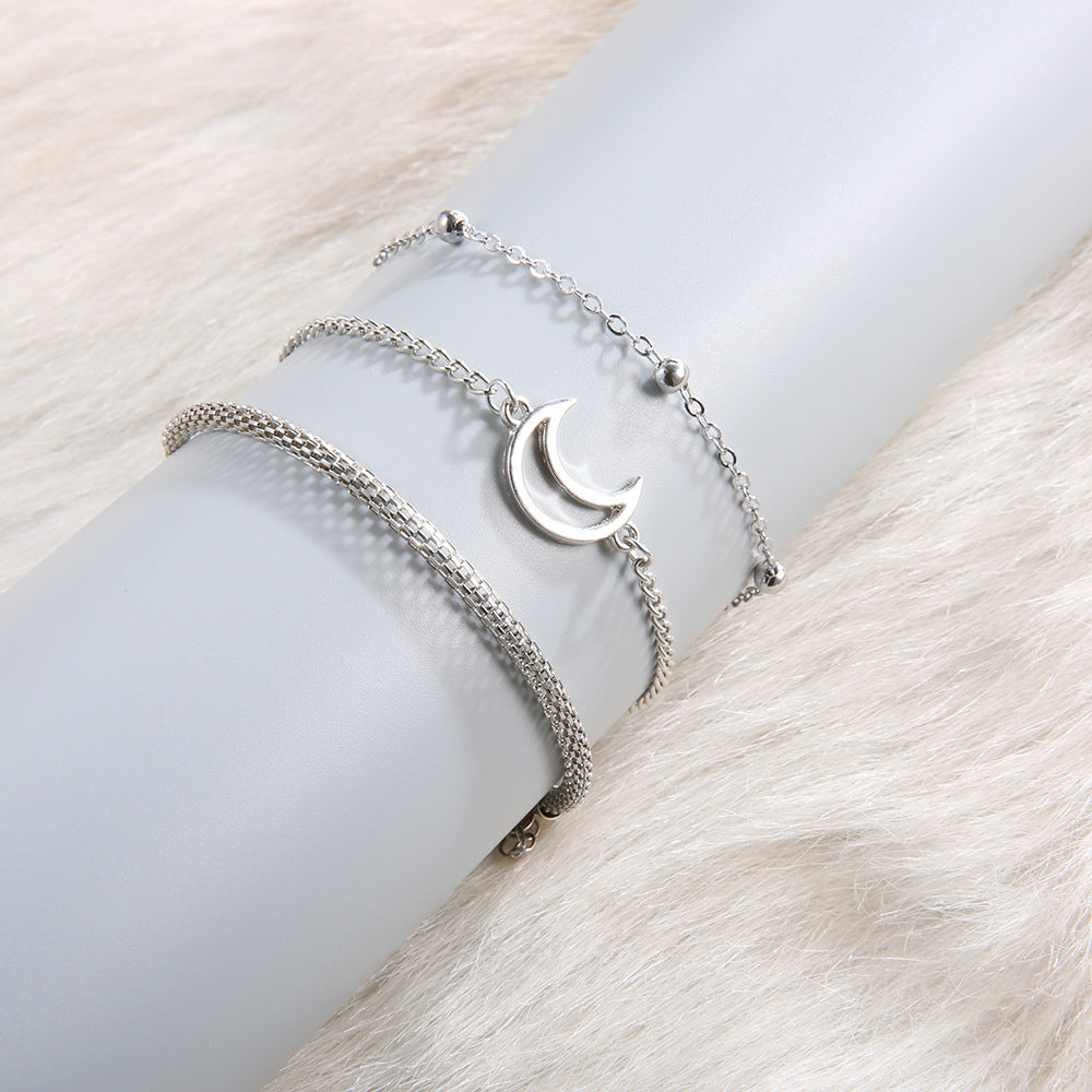 Qianraq Cross Border For Hand Anklet, Jewelry Stylish Personality Moon Bracelets Three Piece Set Of Anklet