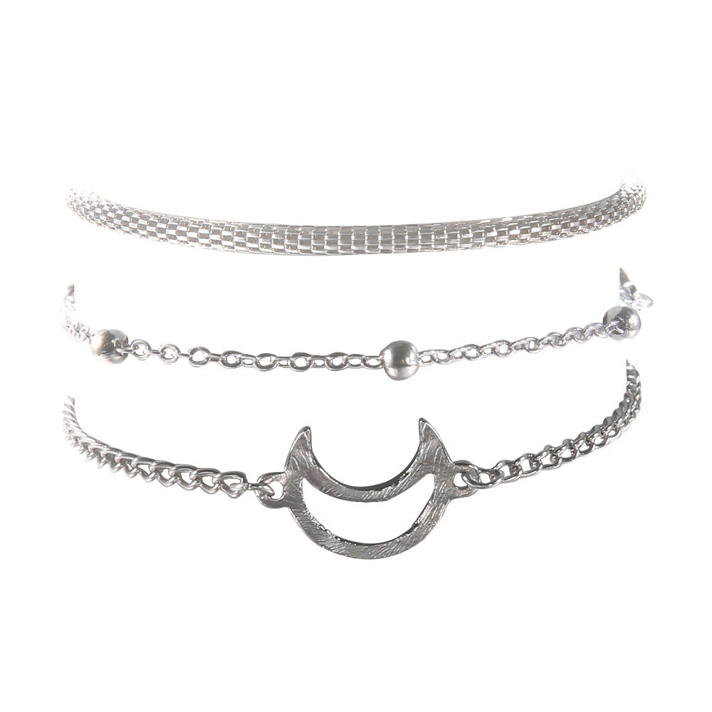 Qianraq Cross Border For Hand Anklet, Jewelry Stylish Personality Moon Bracelets Three Piece Set Of Anklet