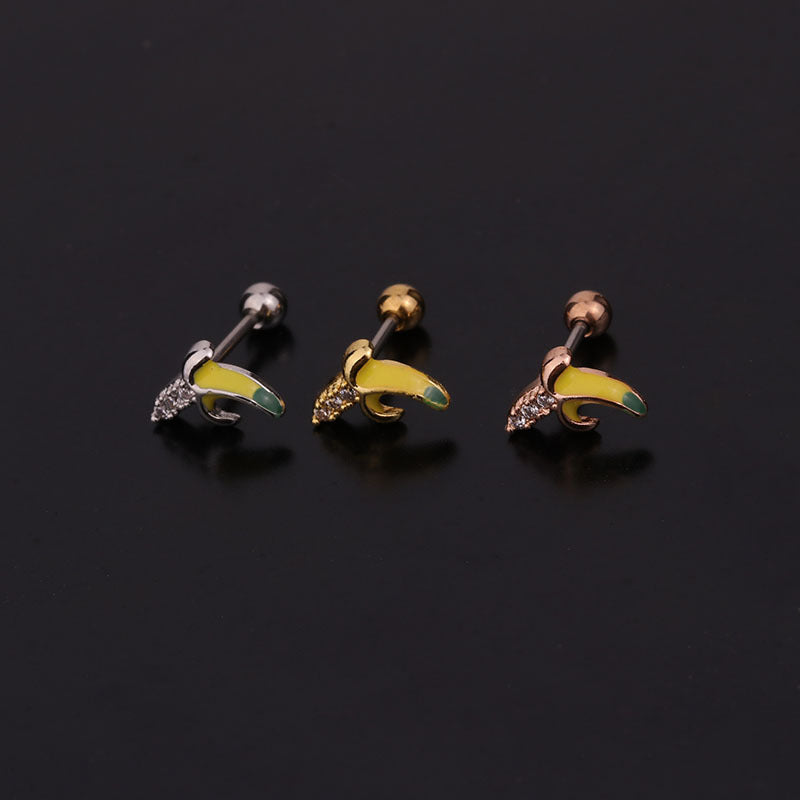 Ear Cartilage Rings & Studs Fruit 316L Stainless Steel Copper Inlaid Zircon