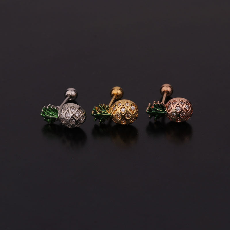 Ear Cartilage Rings & Studs Fruit 316L Stainless Steel Copper Inlaid Zircon