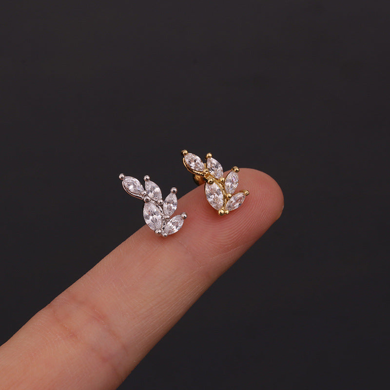 1 Piece Ear Cartilage Rings & Studs Geometric 316L Stainless Steel  Copper Inlaid Zircon