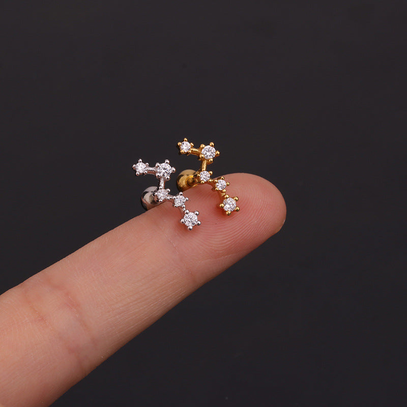 1 Piece Ear Cartilage Rings & Studs Geometric 316L Stainless Steel  Copper Inlaid Zircon