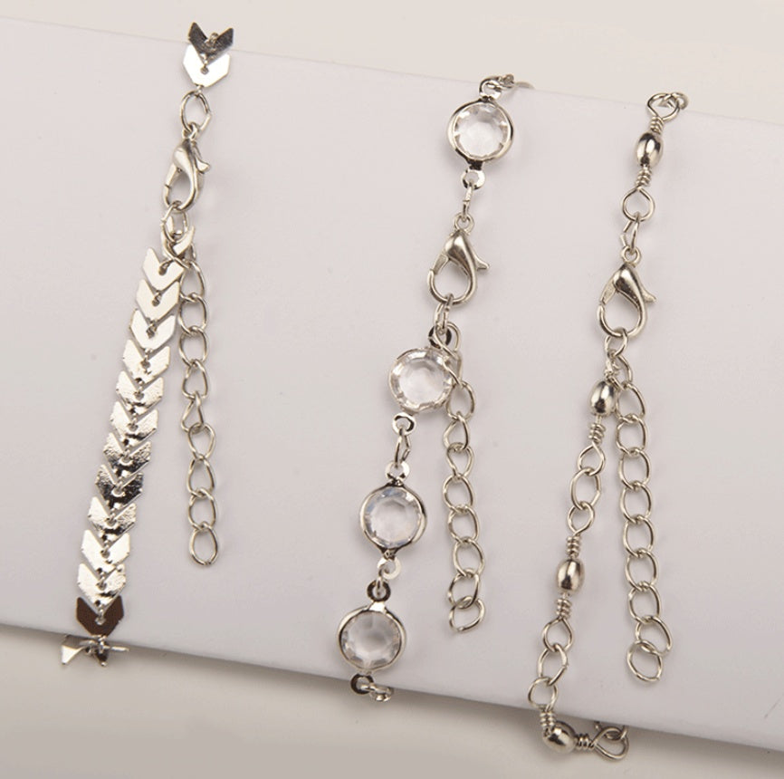 Sequined anklet arrow set with three sets of feet