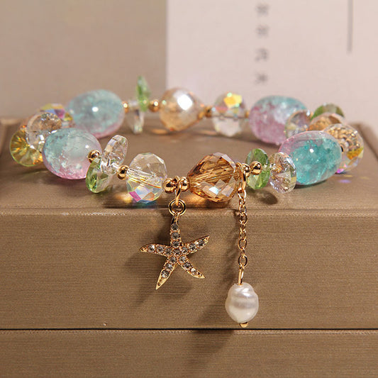 Elegant crystal Mori Style Starfish Bracelet