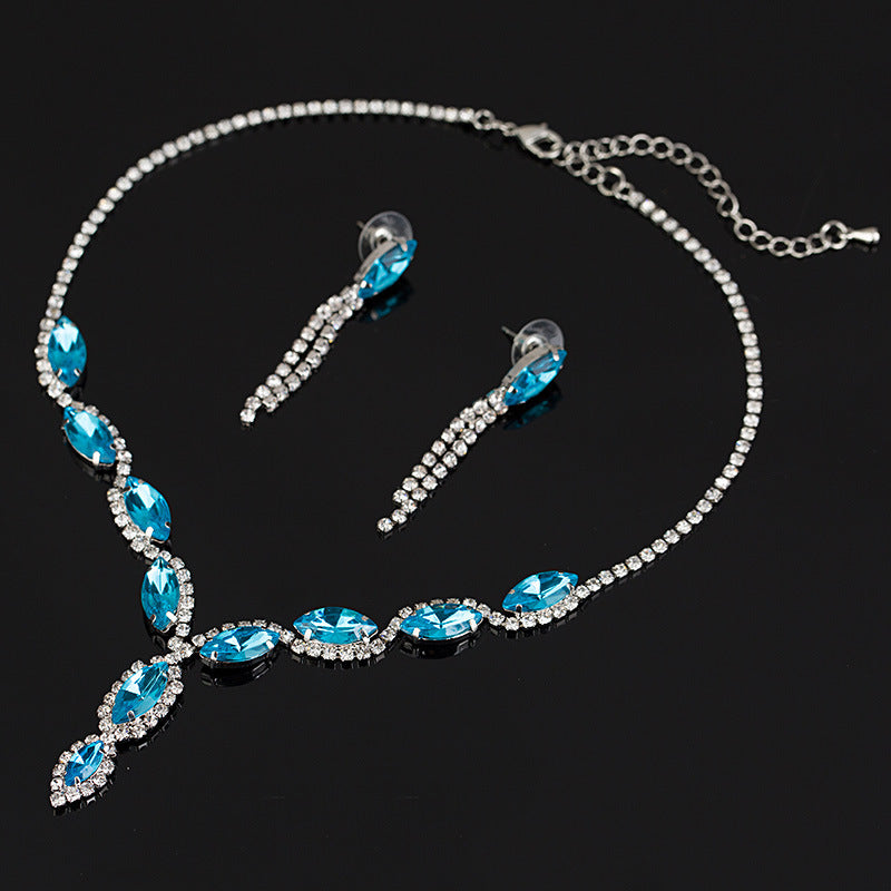 princess glam water droplets rhinestones artificial crystal earrings necklace