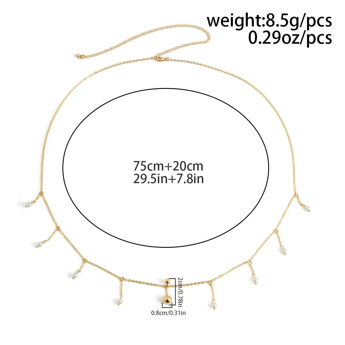 Women's Personalized Zircon Navel Stud Body Chains