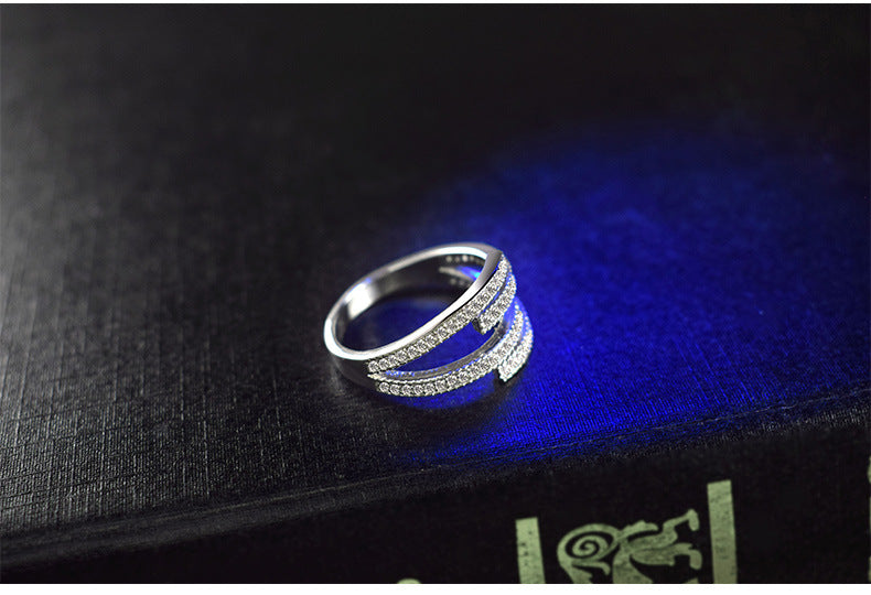 streetwear irregular copper inlay zircon open rings