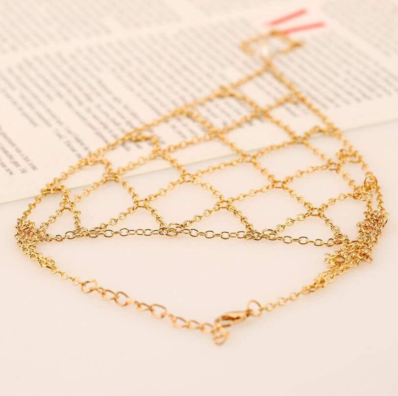 Fashion sexy beach exaggerated diamond decorated feet fishnet geometric Fingerless Anklet