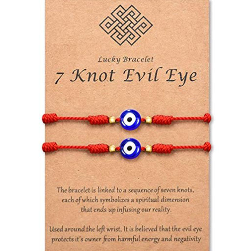 Hand-woven Seven Devil's Eyes Couple Bracelets