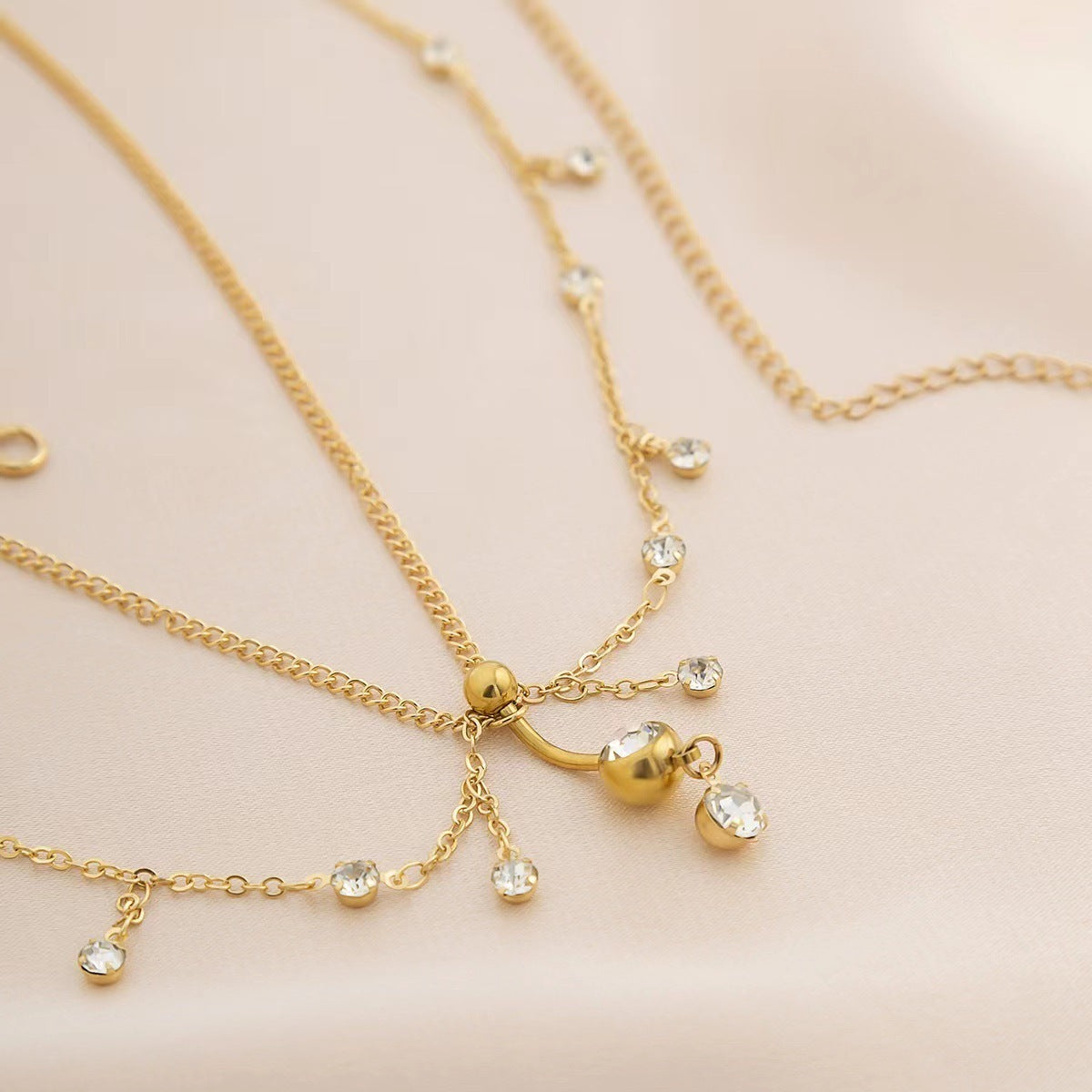 Women's Personalized Zircon Navel Stud Body Chains