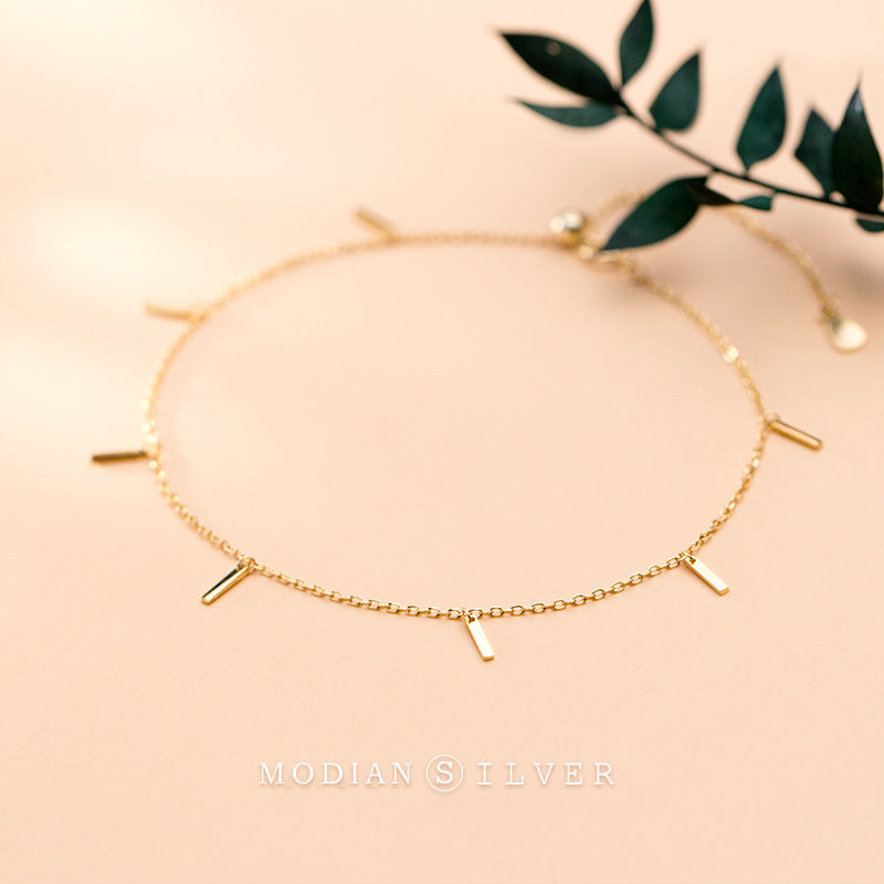 Simple And Colorless Small Strip Colored Gold Feet Chain