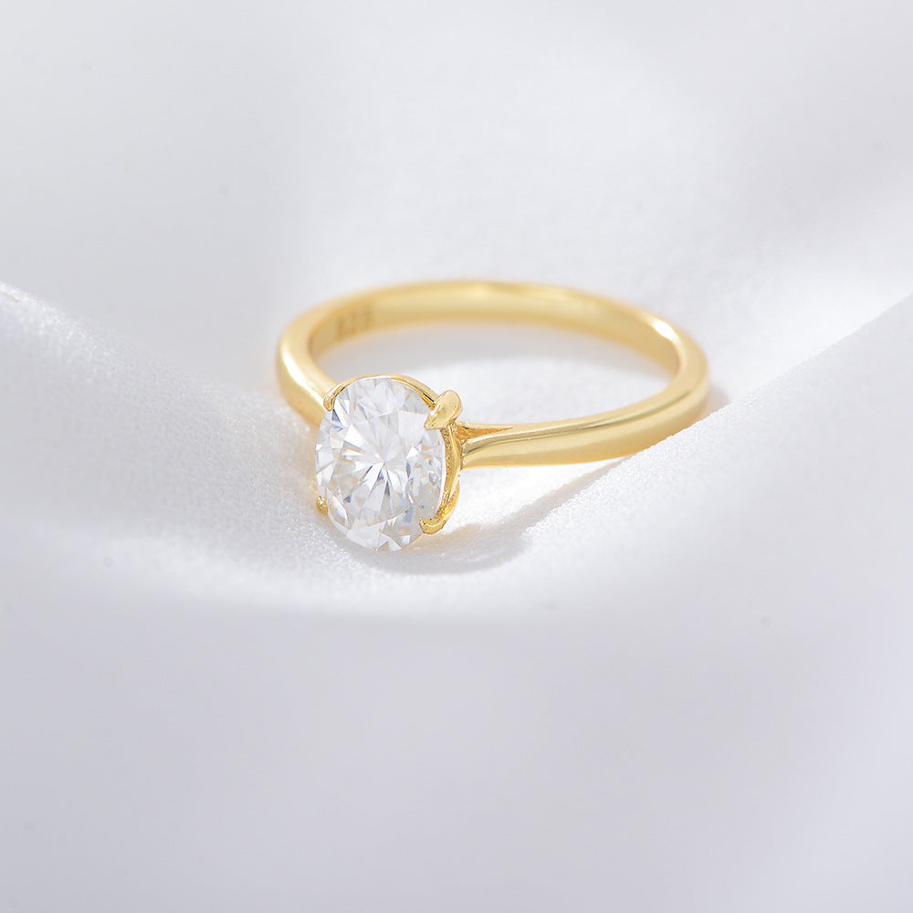simple style commute oval sterling silver inlay zircon rings