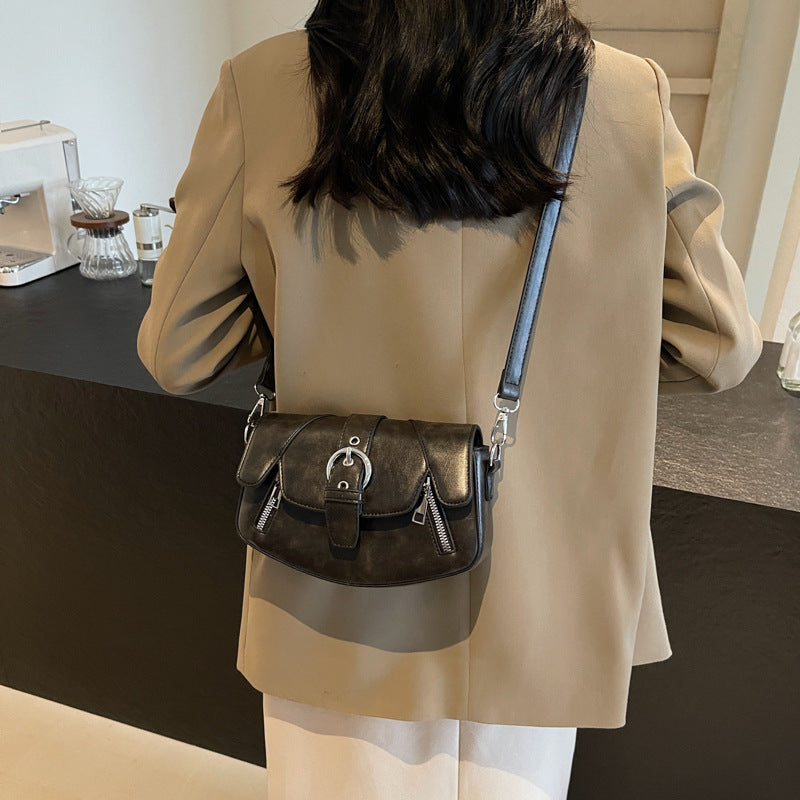 Women's Medium Pu Leather Solid Color Vacation Classic Style Square Magnetic Buckle Shoulder Bag