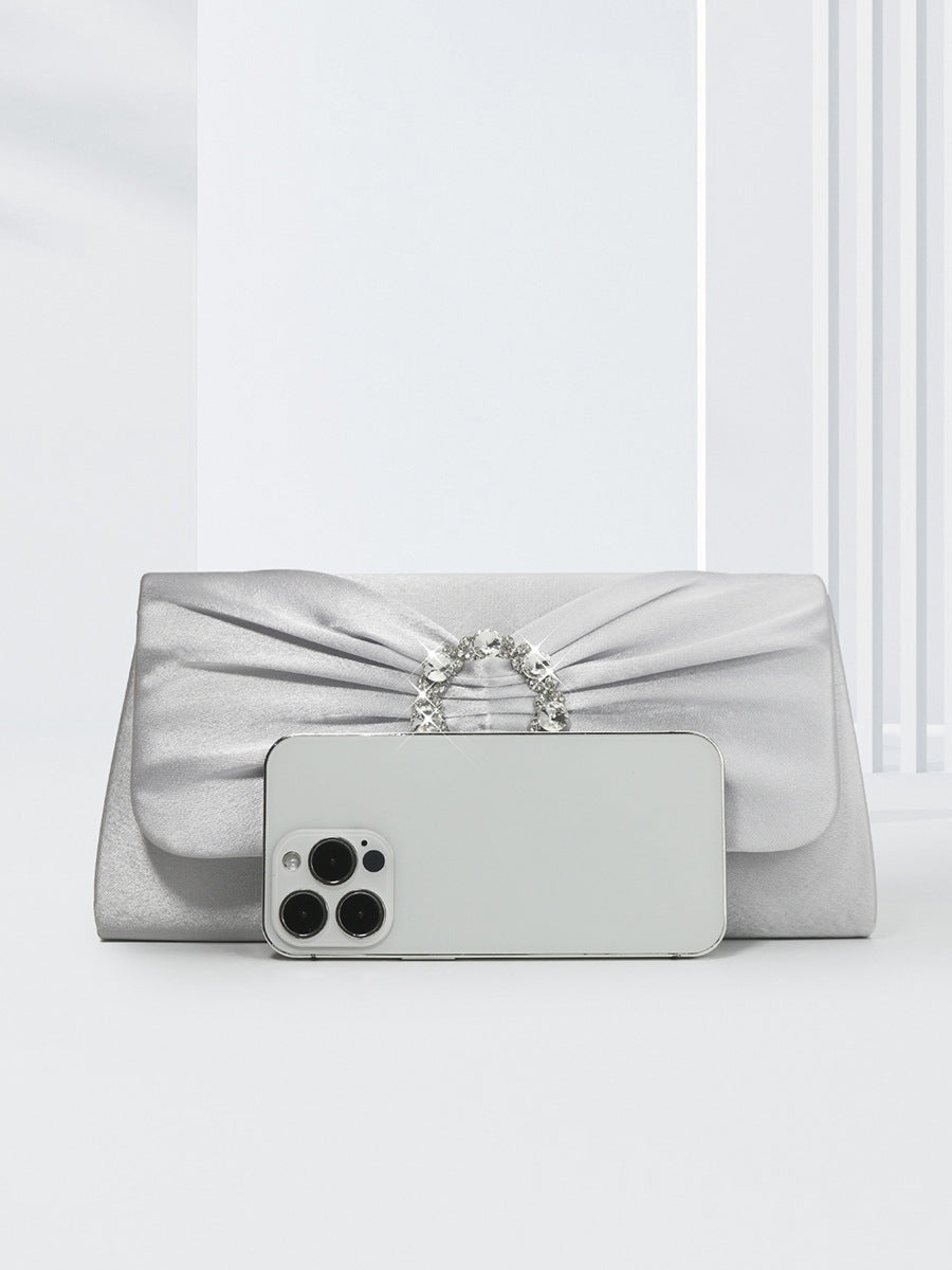 Black Silver Rose Red Nylon Solid Color Square Evening Bags