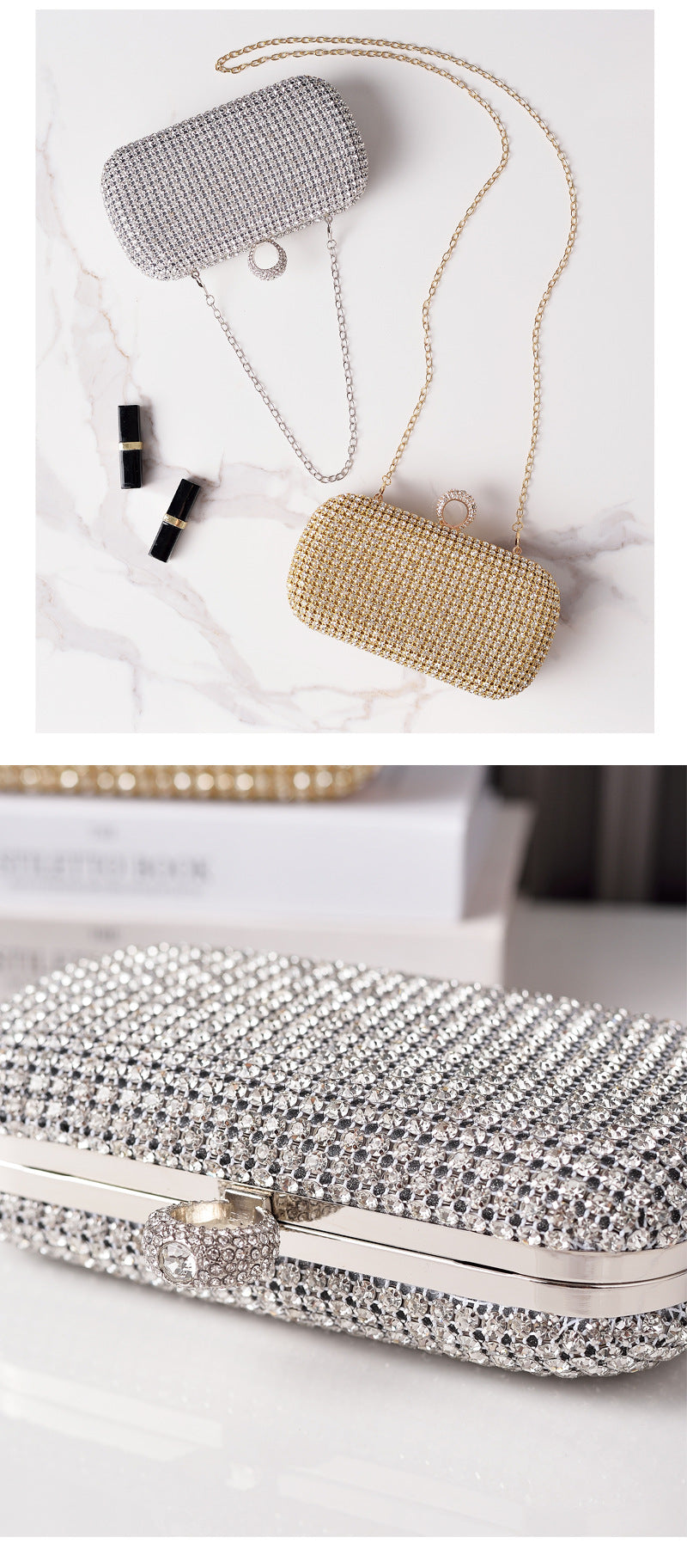 Silver Black Gold Polyester Solid Color Oval Evening Bags