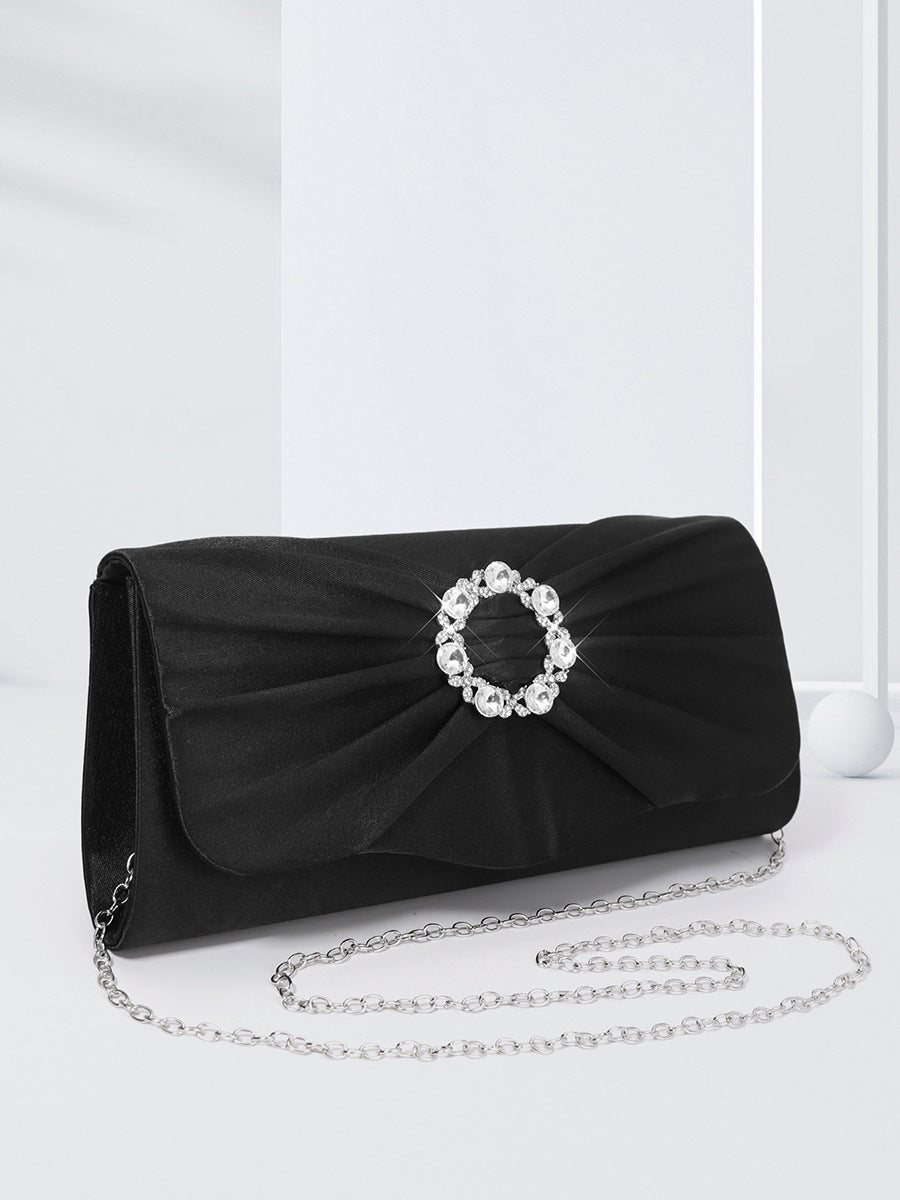 Black Silver Rose Red Nylon Solid Color Square Evening Bags