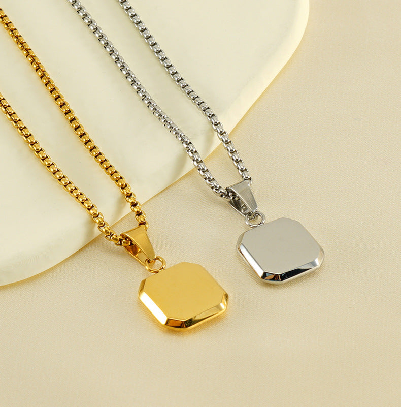 304 Stainless Steel Casual Simple Style Plating Geometric Natural Stone Pendant Necklace