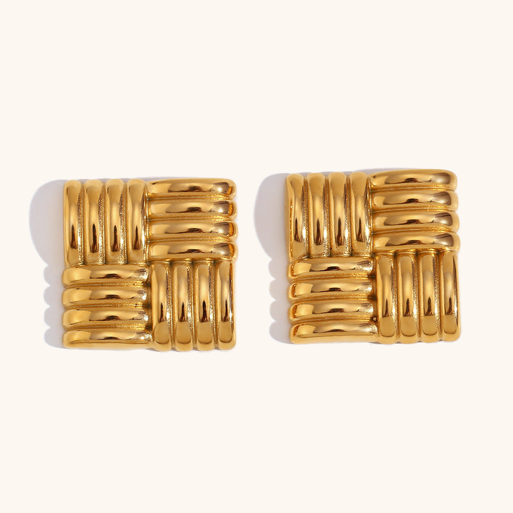1 Pair Classic Style Solid Color Plating 304 Stainless Steel Ear Studs
