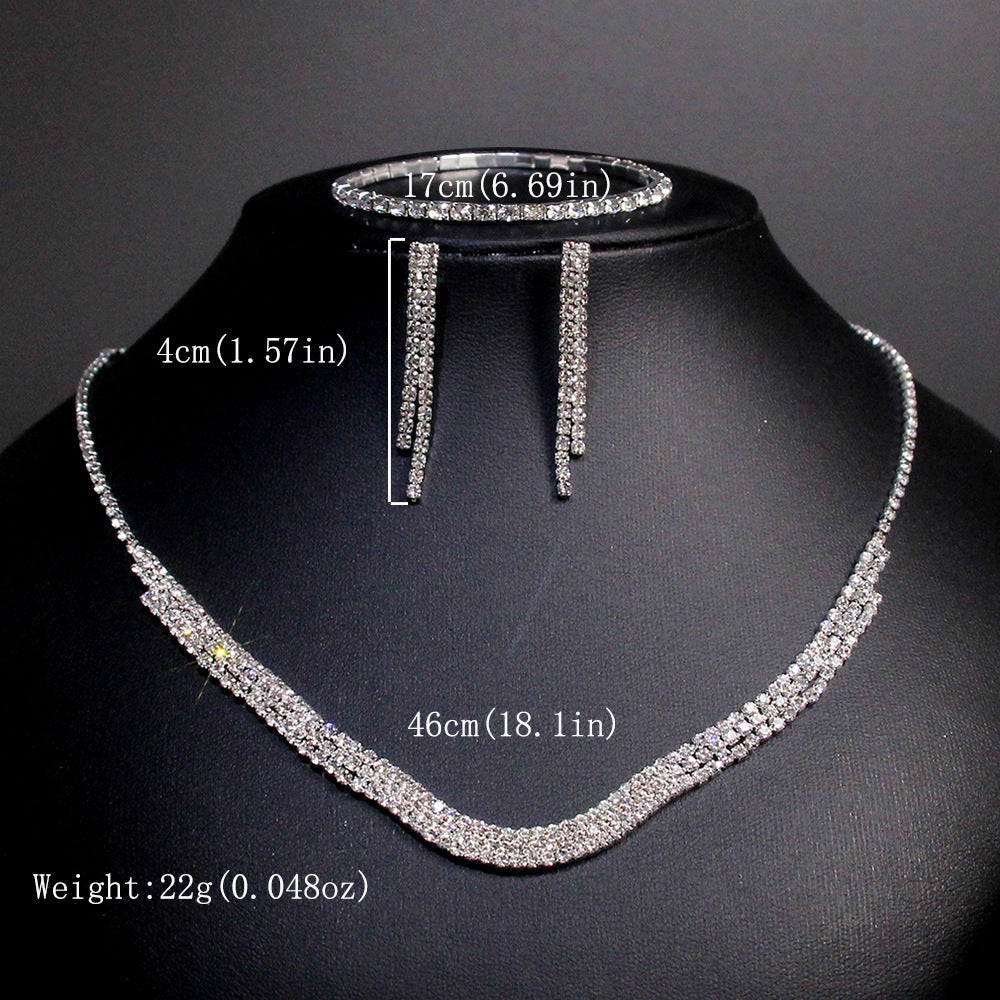 Elegant Lady Streetwear Water Droplets Tassel Heart Shape Copper Alloy Plating Inlay Rhinestones Zircon Women's Earrings Necklace Jewelry Set
