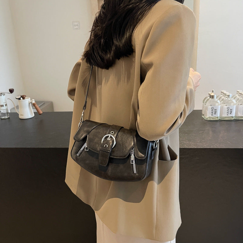 Women's Medium Pu Leather Solid Color Vacation Classic Style Square Magnetic Buckle Shoulder Bag