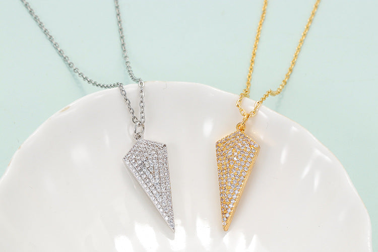 fashion copper arrow pendant micro-inlaid zircon full zircon necklace