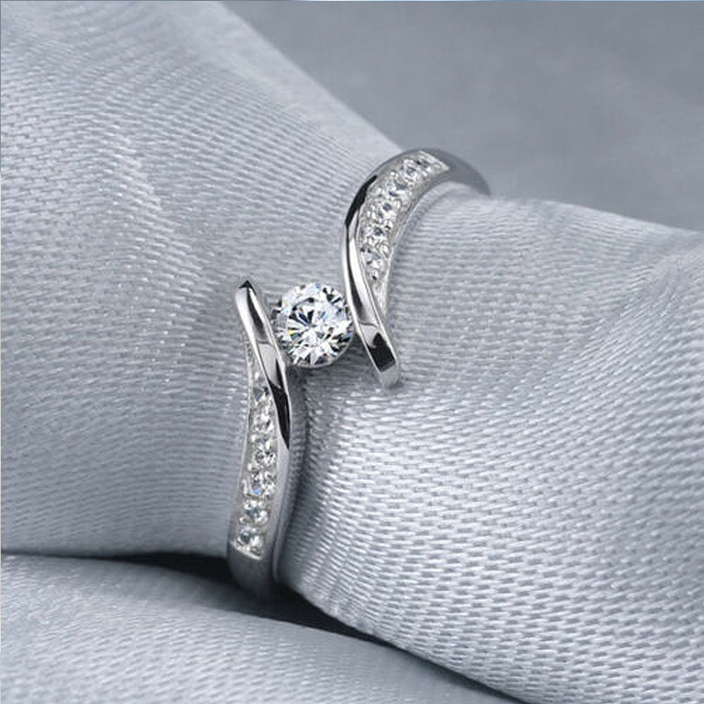 simple style geometric copper rings plating inlay zircon copper rings