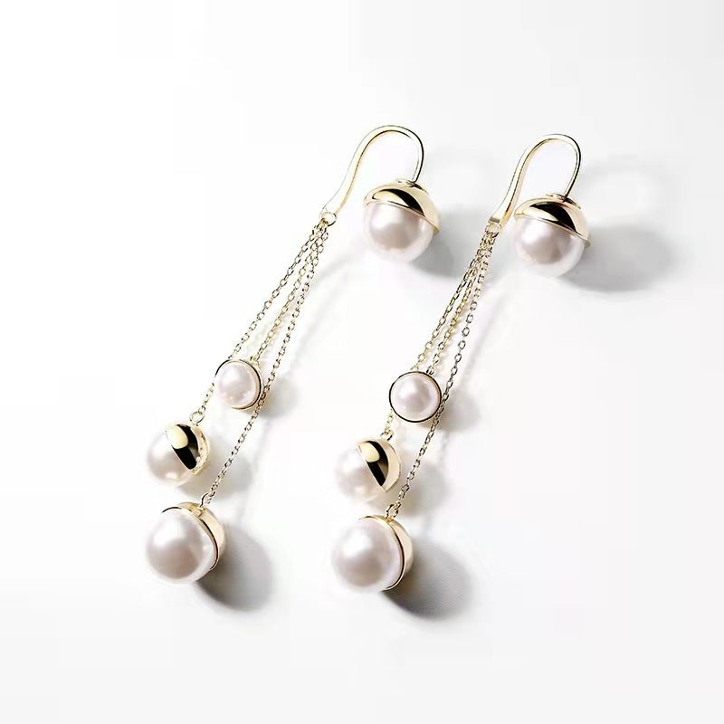 1 pair elegant star tassel heart shape inlay alloy artificial pearls rhinestones glass earrings