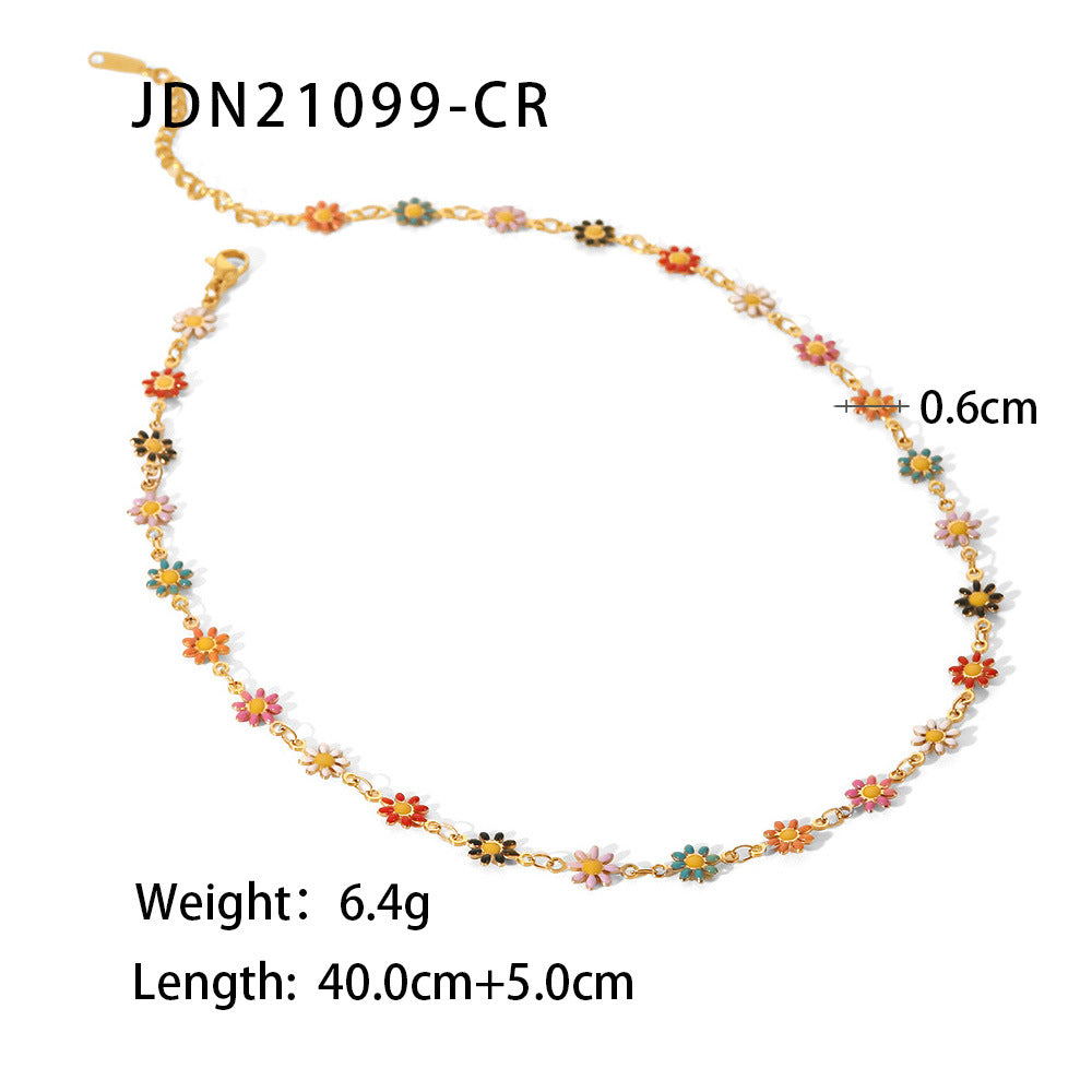 Jewelry Fashion Flower 304 Stainless Steel Gold Plated Bracelets Necklace
