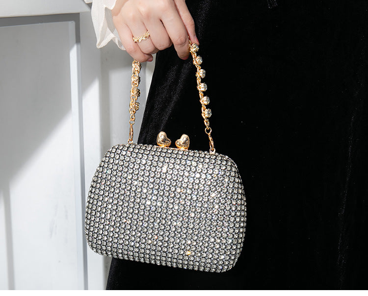 Silver Black Red Pu Leather Solid Color Square Evening Bags