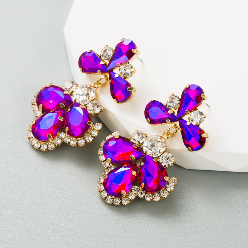 fashion geometric alloy rhinestones women's earrings 1 pair