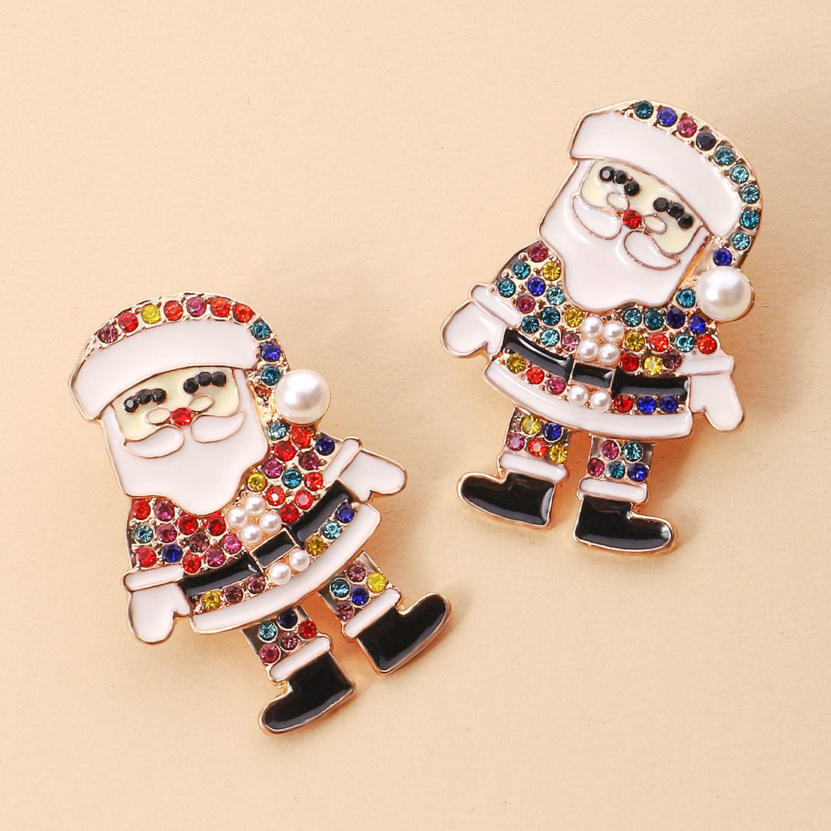1 pair fashion christmas house christmas tree bow knot inlay alloy rhinestones ear studs