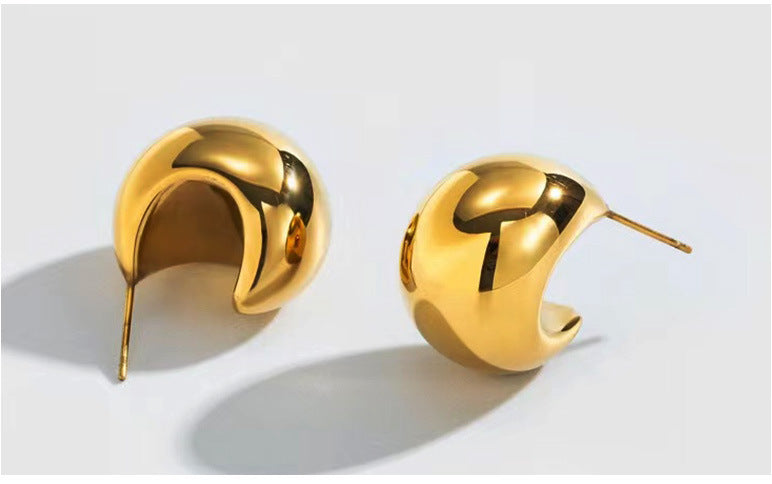 1 pair simple style geometric stainless steel metal ear studs