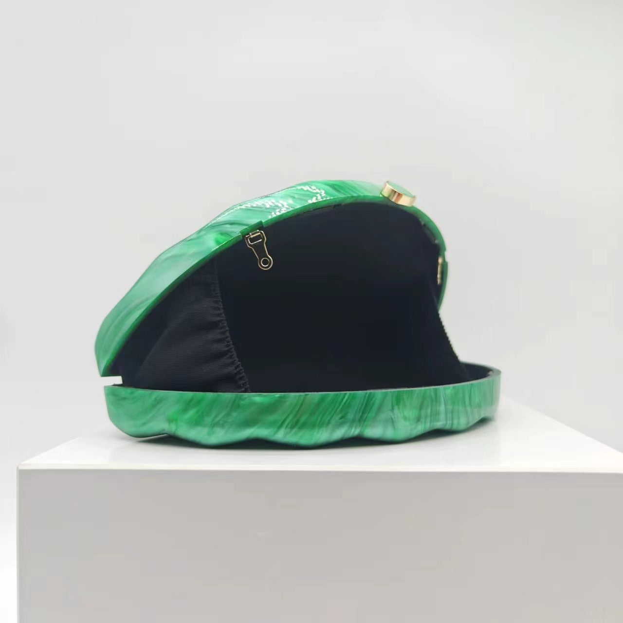 Coffee Green White Arylic Solid Color Semicircle Evening Bags