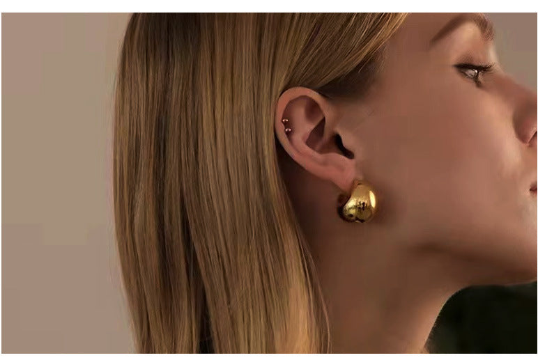 1 pair simple style geometric stainless steel metal ear studs