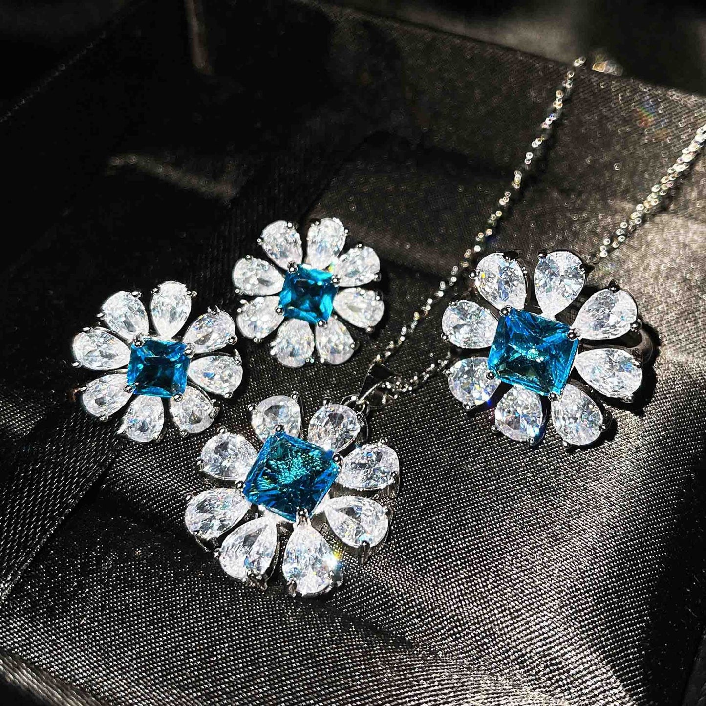 Copper Flower Gem Crystal Jewelry Sets