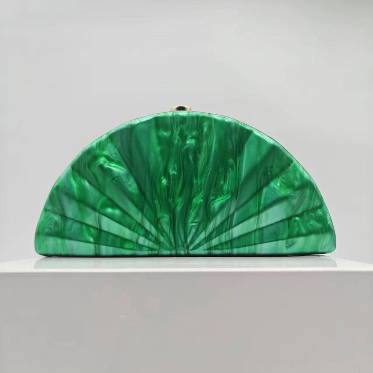 Coffee Green White Arylic Solid Color Semicircle Evening Bags