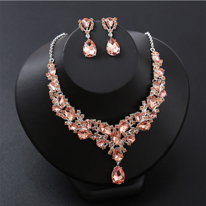 Elegant Water Droplets Alloy Inlay Zircon Women's Jewelry Set