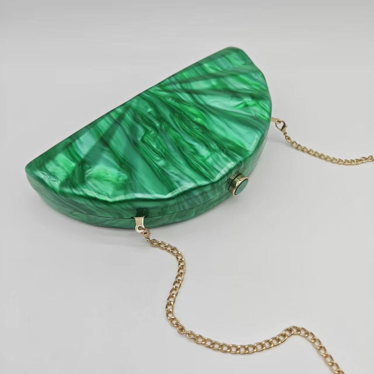 Coffee Green White Arylic Solid Color Semicircle Evening Bags