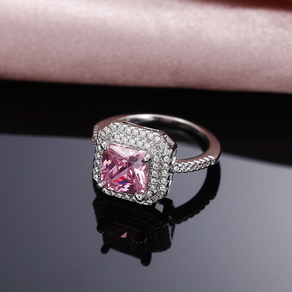 fashion geometric copper rings inlay zircon copper rings