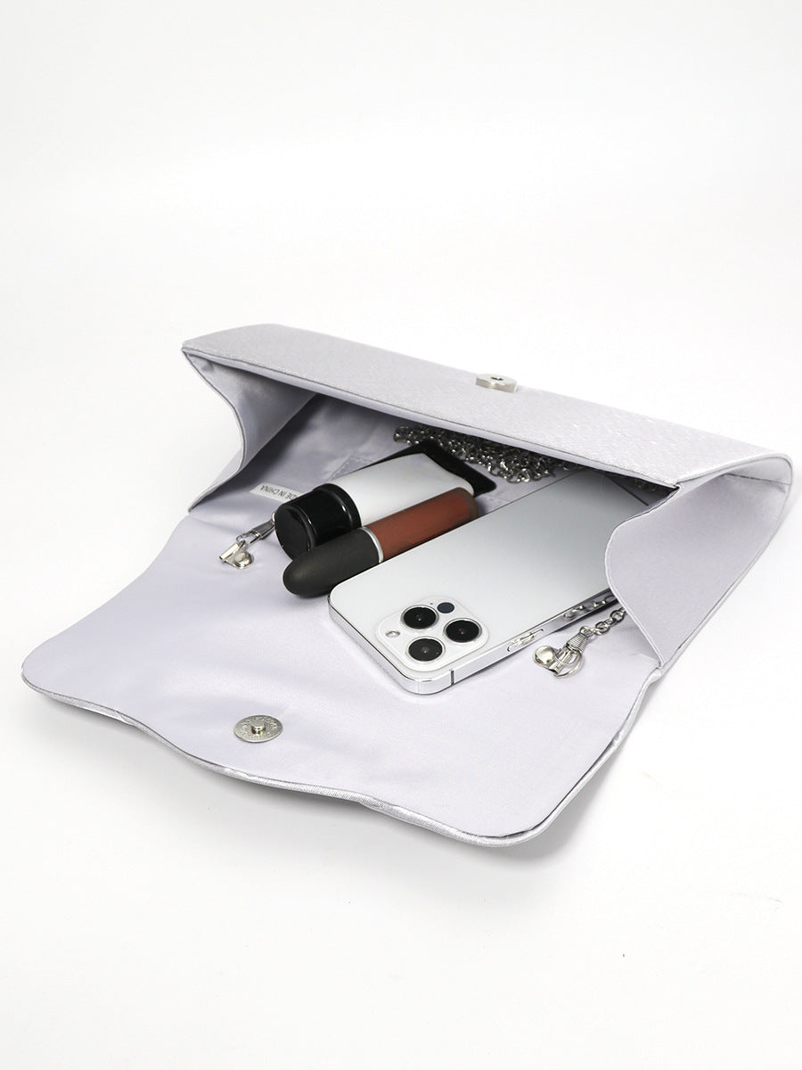 Black Silver Rose Red Nylon Solid Color Square Evening Bags